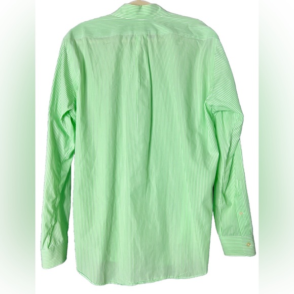 🤩 NEW Listing Polo Ralph Lauren Green Striped Button Front Classic Fit Shirt EUC - Picture 5 of 7